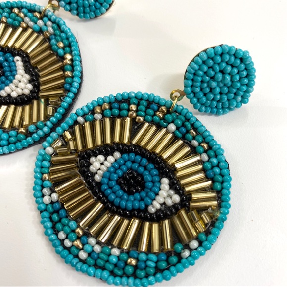 Boho Evil Eye Beaded Lightweight Earrings NEW - Picture 4 of 5